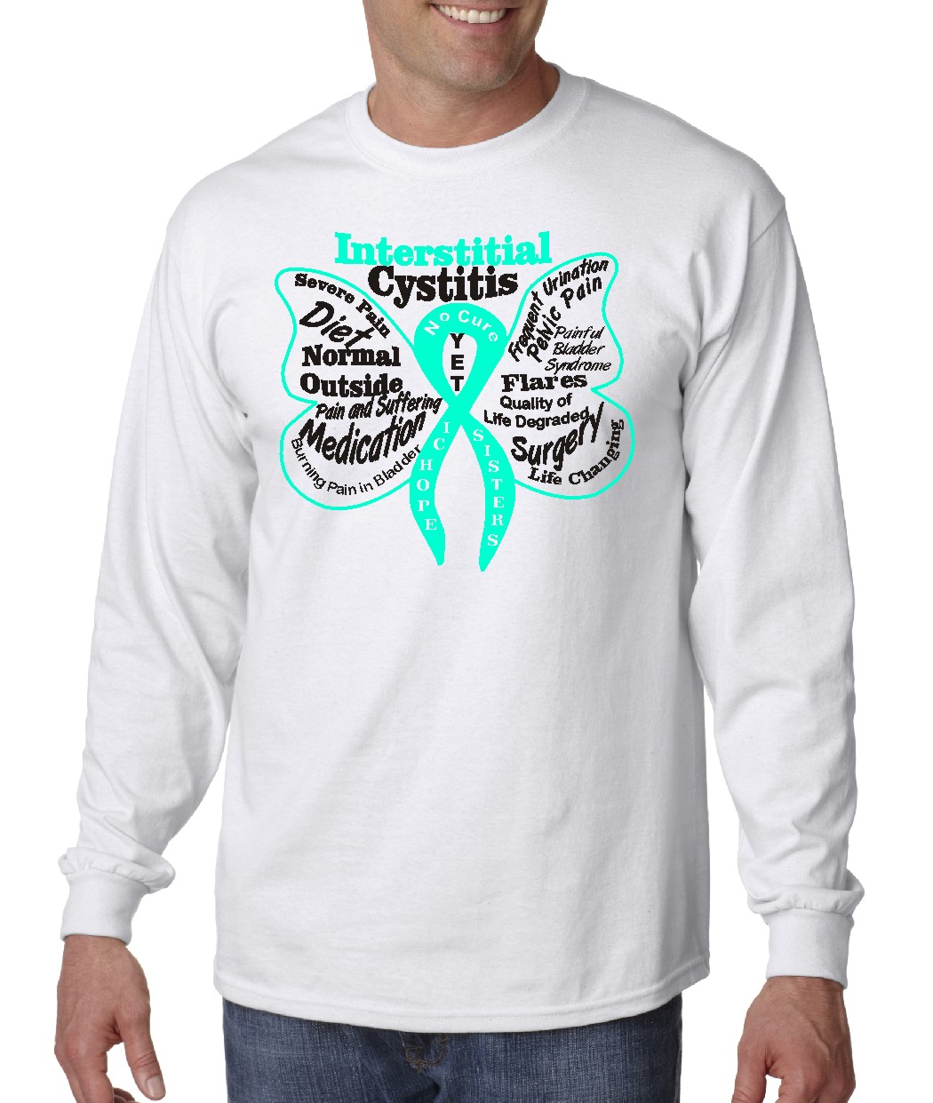 Interstitial Cystitis Awareness long sleeve shirt - no glitterflake